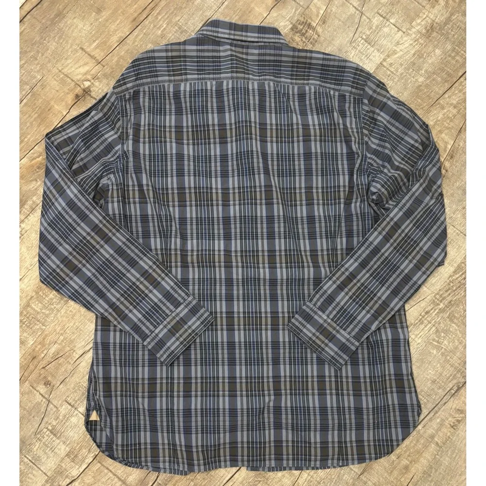 Banana Republic Heritage Mens XL Blue Plaid Button Down Shirt Long Sleeve Cotton